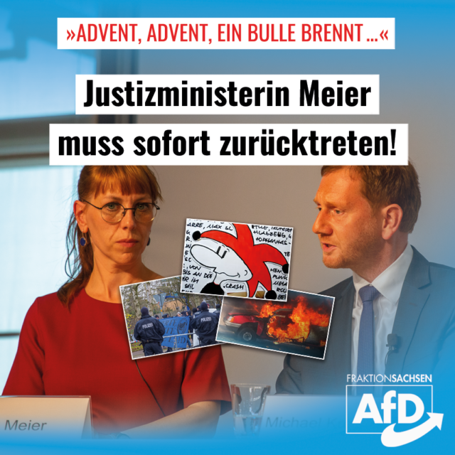 „Advent, Advent, ein Bulle brennt …“: Justizministerin Meier muss sofort zurücktreten!