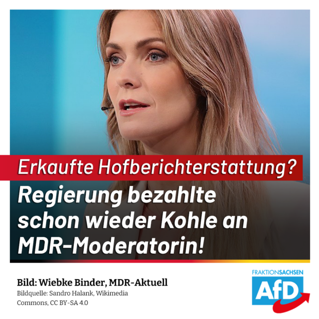 AfD-Anfrage: MDR-Moderatorin Wiebke Binder erhielt von der Regierung 3.000 Euro in nur einem Monat