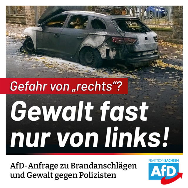 AfD-Anfragen: Brandanschläge auf Autos und Attacken auf Polizisten ausschließlich von links