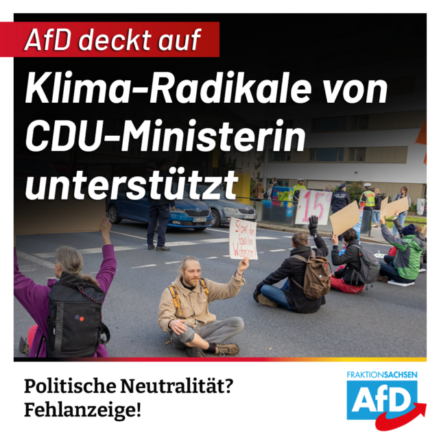 AfD deckt auf: Klima-Radikale werden von CDU-Ministerin unterstützt