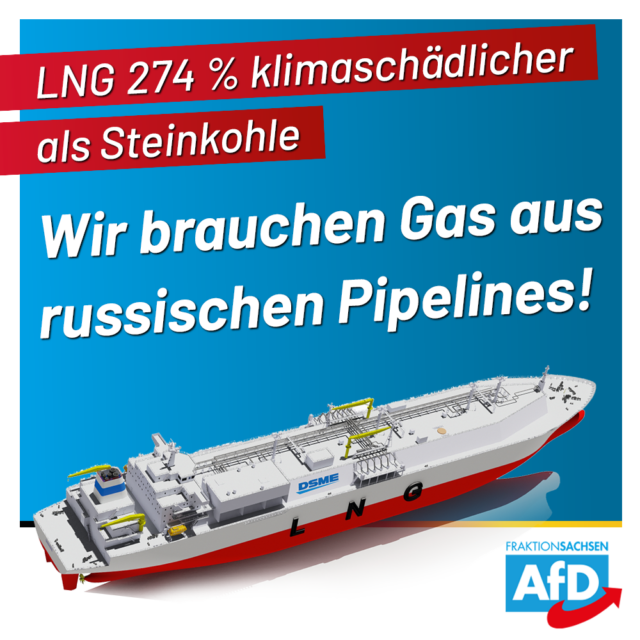 LNG 274 % klimaschädlicher als Steinkohle: Wir brauchen russisches Pipeline-Gas!