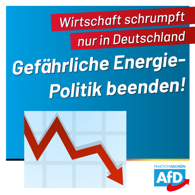 Nur in Deutschland schrumpft die Wirtschaft: Gefährliche Energie-Politik beenden!