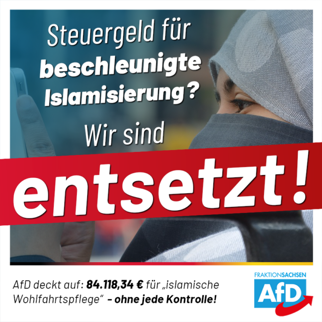 84.118,34 € für „islamische Wohlfahrtspflege“: SPD-Fördersumpf besteht weiterhin!