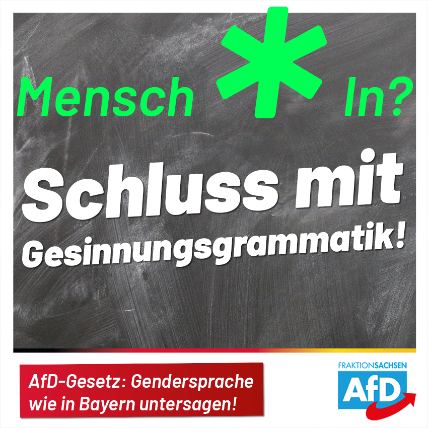 AfD-Gesetz: Gendersprache wie in Bayern untersagen!
