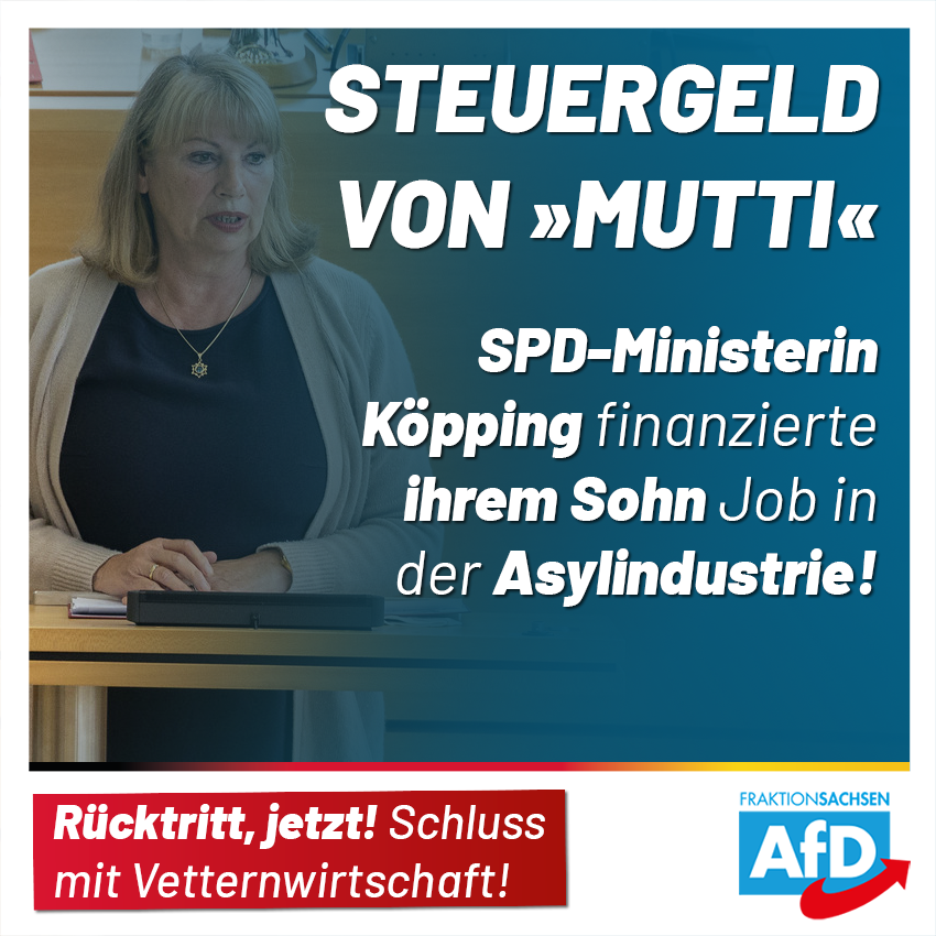 SPD-Sumpf: Fördermittel für den Sohn von Ministerin Köpping / Rücktritt, jetzt!