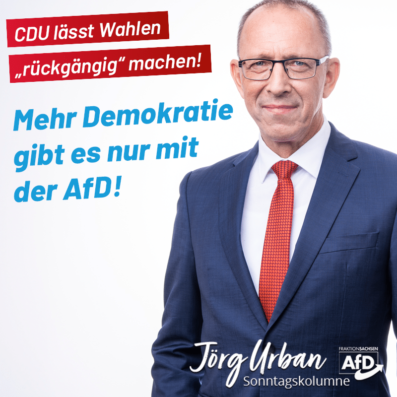 CDU lässt Wahlen rückgängig machen: Mehr Demokratie gibt es nur mit der AfD!