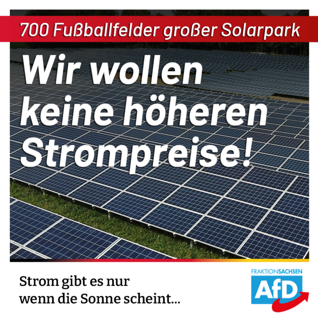 Größter europäischer Solarpark: AfD lehnt höhere Strompreise ab