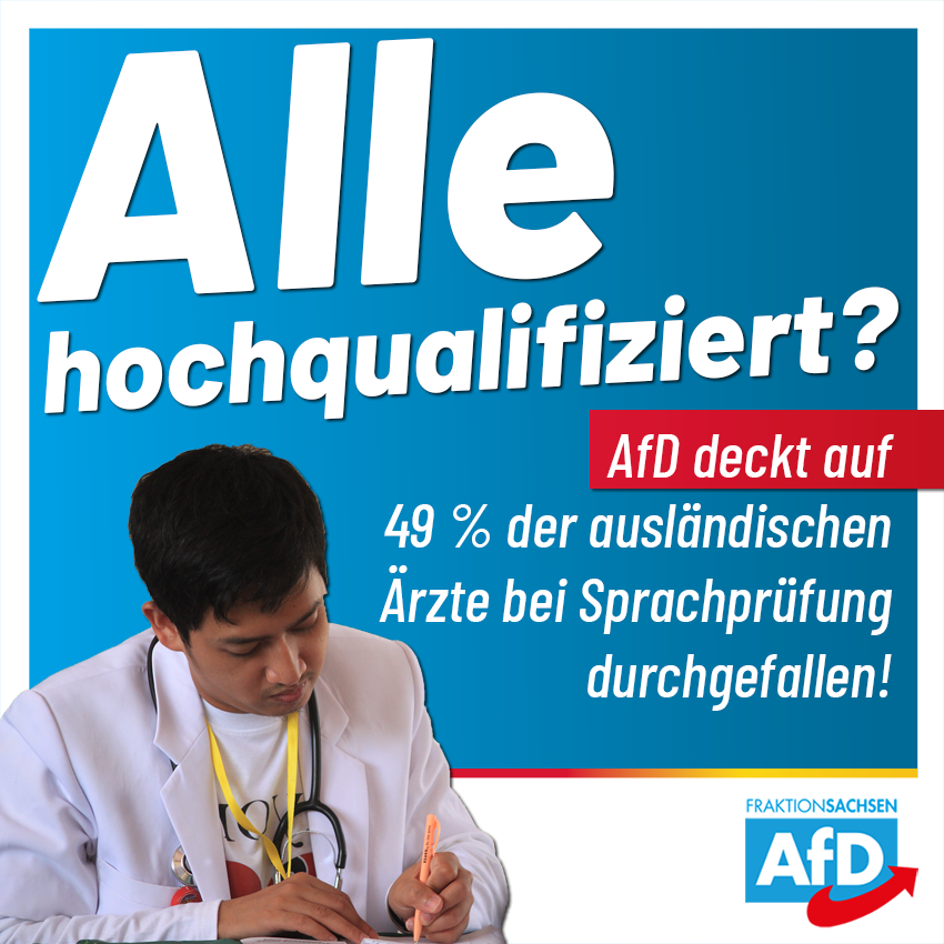 AfD-Anfrage: 49 Prozent der ausländischen Ärzte bei Sprachprüfung durchgefallen!