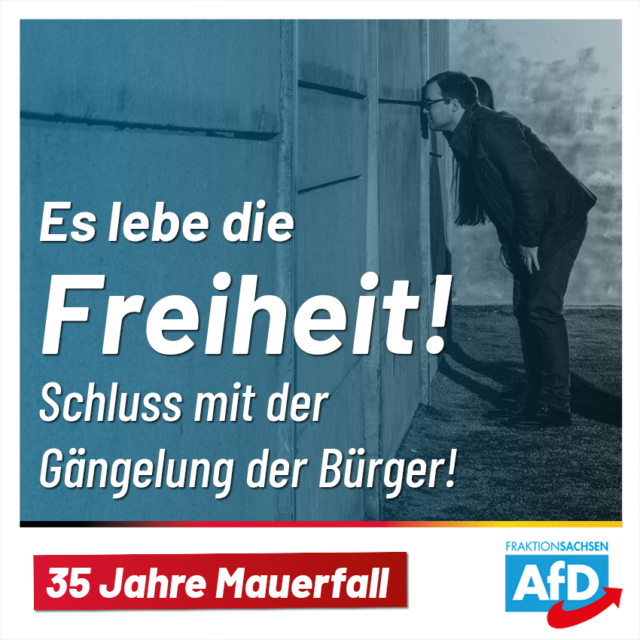 35 Jahre Mauerfall: Es lebe die Freiheit! Schluss mit der Gängelung der Bürger!