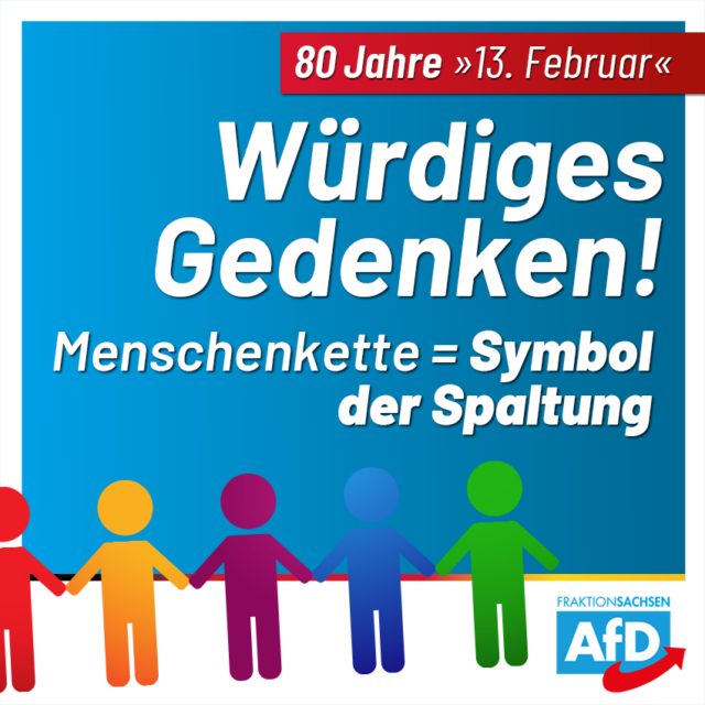 80 Jahre „13. Februar“: Würdiges Gedenken! Menschenkette = Symbol der Spaltung