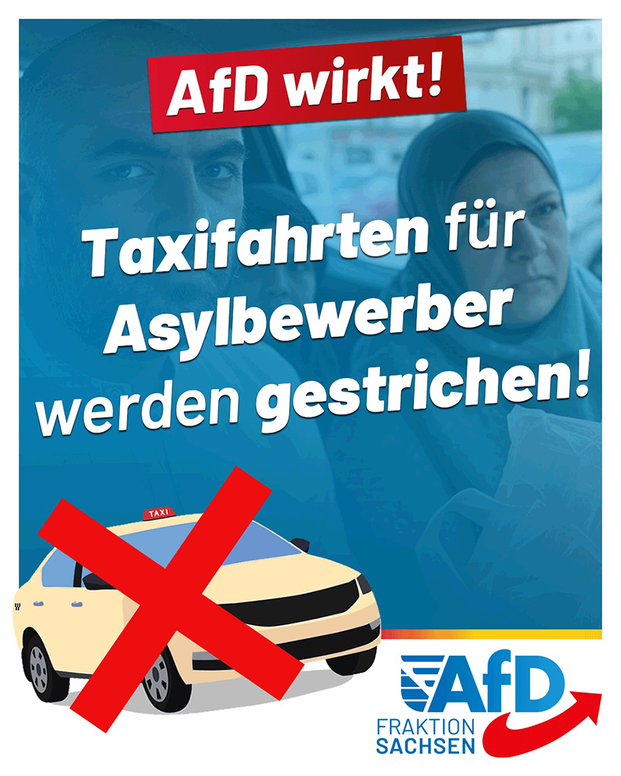 AfD wirkt: Taxifahrten für Asylbewerber werden gestrichen!