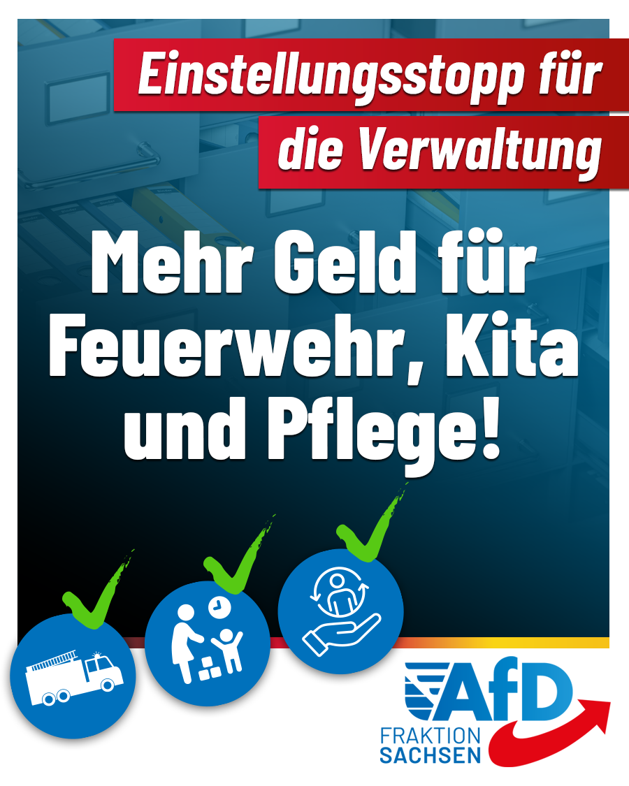 Einstellungsstopp für die Verwaltung: Mehr Geld für Feuerwehr, Kita und Pflege!