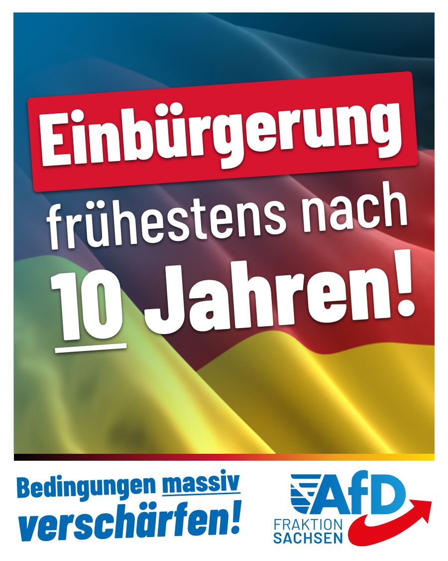Einbürgerung frühestens nach zehn Jahren! Bedingungen massiv verschärfen!