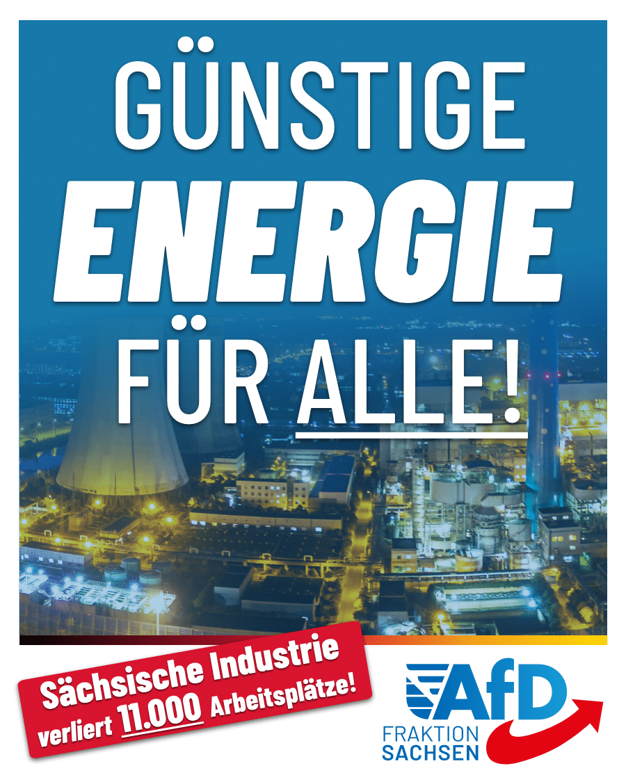 Sächsische Industrie verliert 11.000 Arbeitsplätze: Günstige Energie für alle!