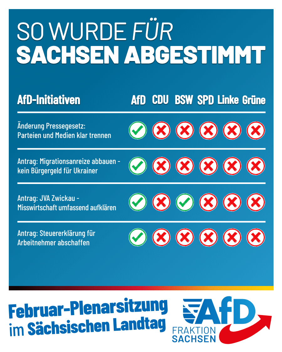 Februar-Plenarsitzung: So wird für Sachsen abgestimmt!