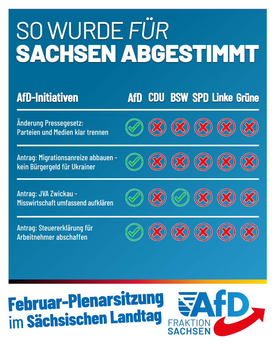 Februar Plenarsitzung: So wird für Sachsen abgestimmt!