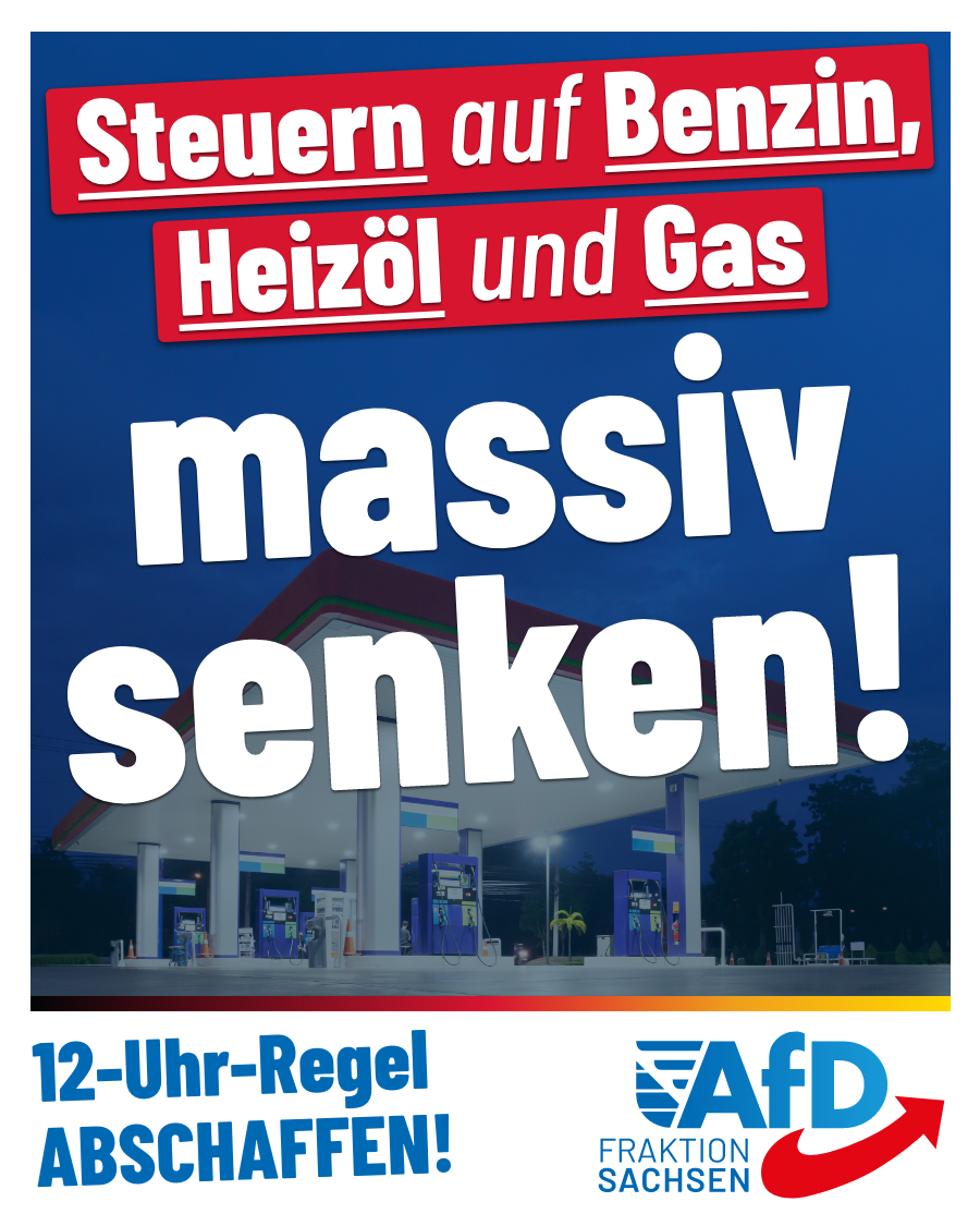 Steuern auf Benzin, Diesel, Heizöl und Gas massiv senken!