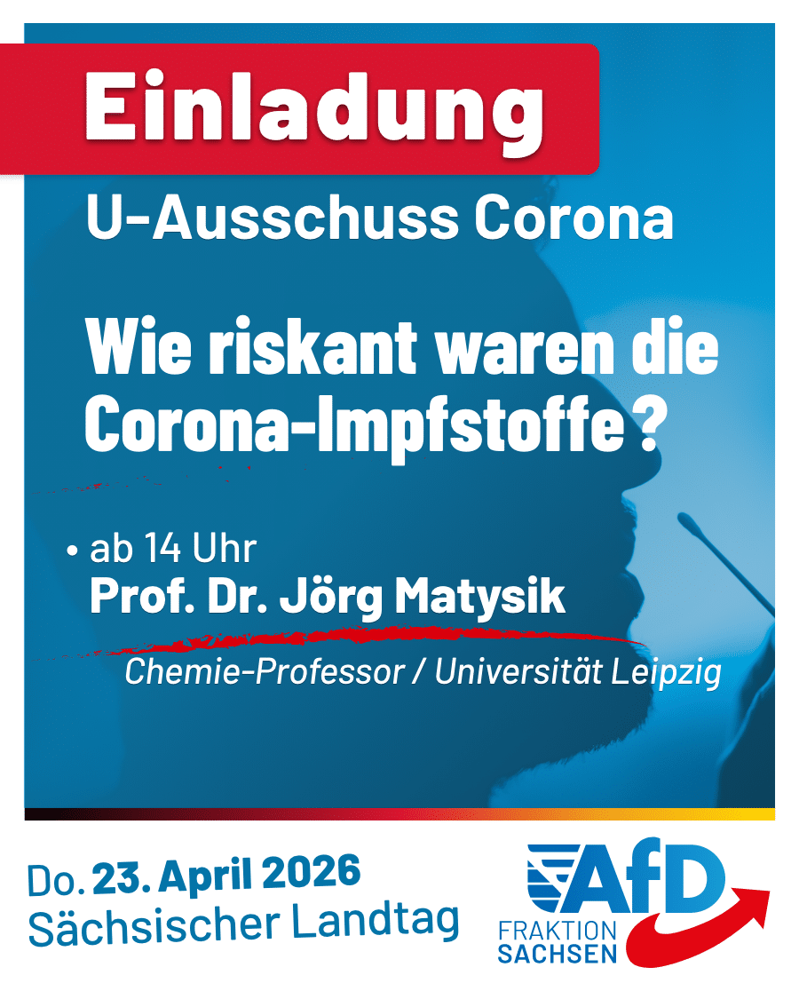 Einladung: U-Ausschuss Corona am 23. April mit Prof. Dr. Jörg Matysik