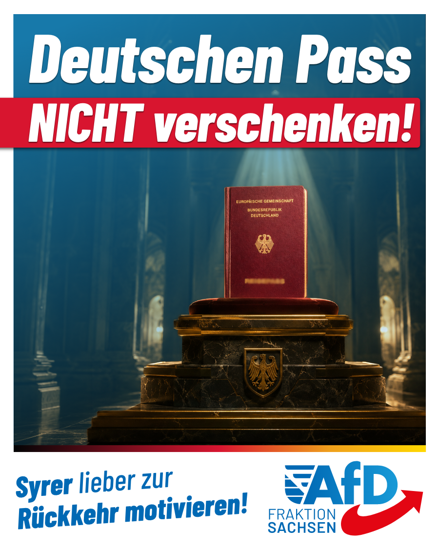 Vervierfachung der Einbürgerungen in Sachsen: Deutscher Pass darf nicht verschenkt werden!